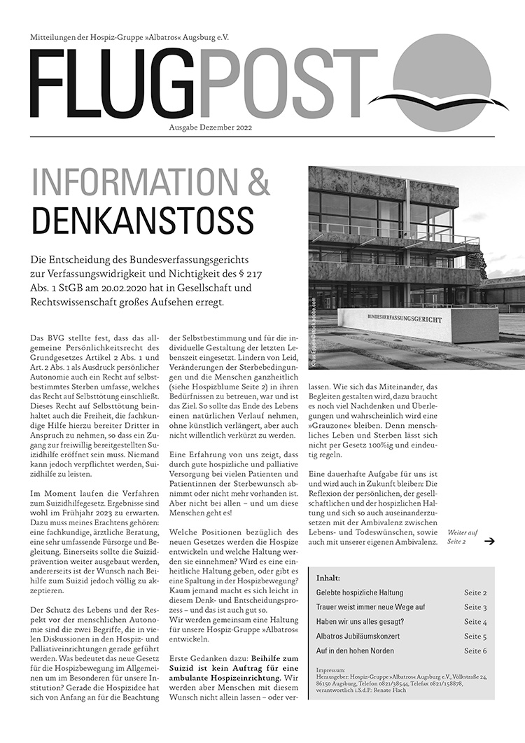 Titelseite der Flugpost Dezember 2022